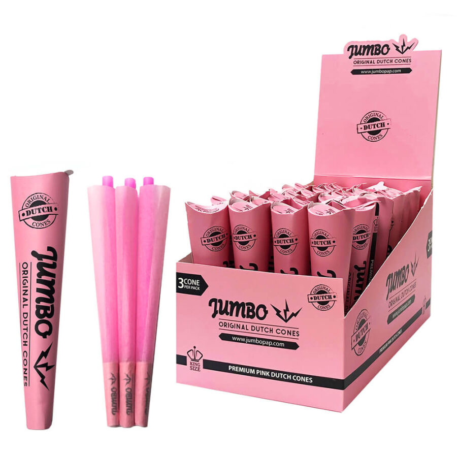 Jumbo King Size Cones Rose 3 Cones Par Paquet (24pcs/présentoir)