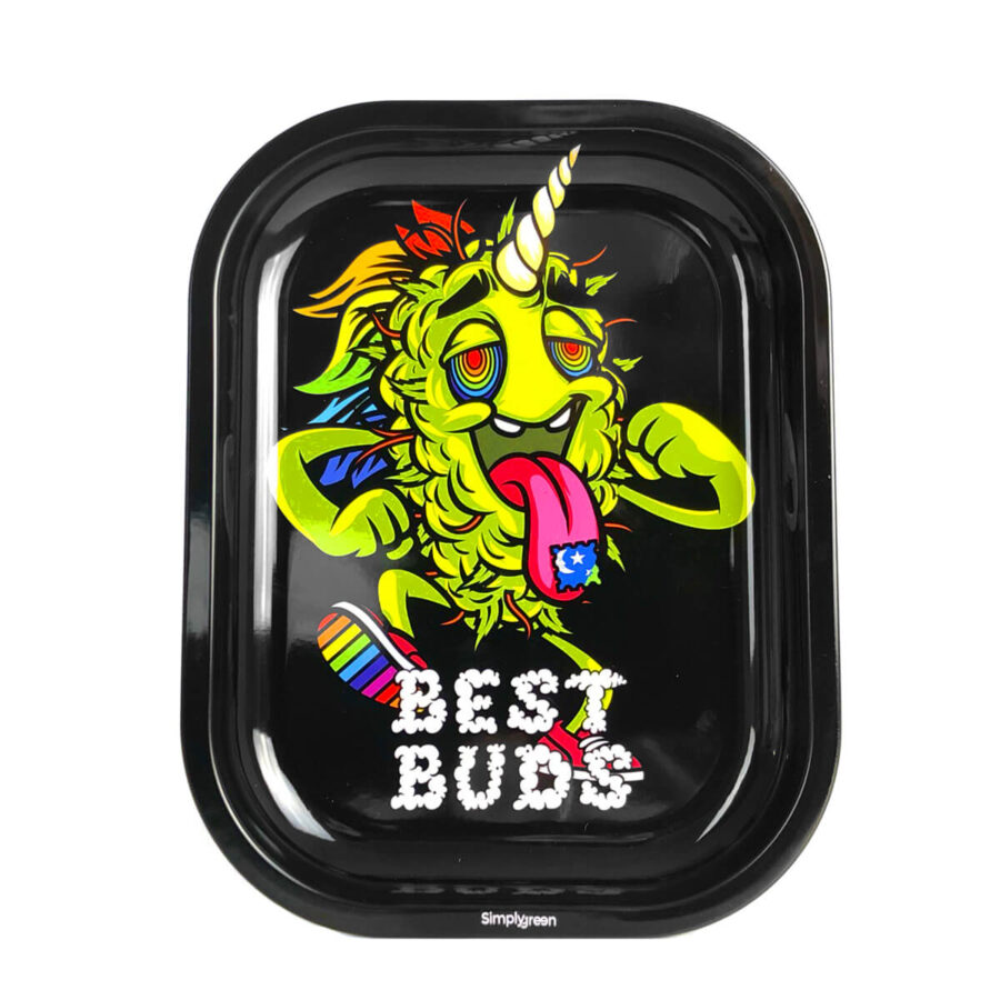Best Buds LSD Plateau à Rouler Métal Petit (avec Carte Grinder Magnétique)