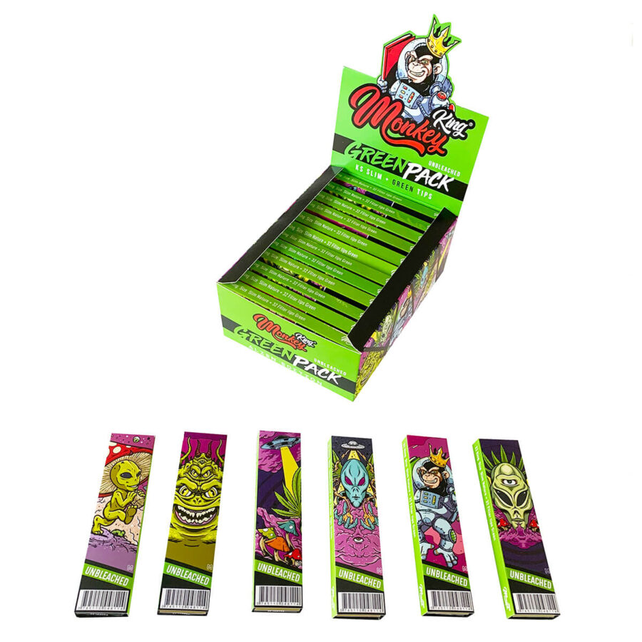 Monkey King Green Pack Alien Edition Papiers à Rouler avec Filtres  (24pcs/présentoir)