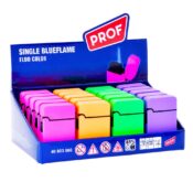Prof Fluo Color Résistant au Vent Flame Bleue Briquets (20pcs/présentoir)