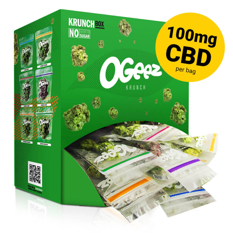 Ogeez Krunchbox 100mg CBD Chocolat Forme Cannabis Petits Bonbons (90x10g)