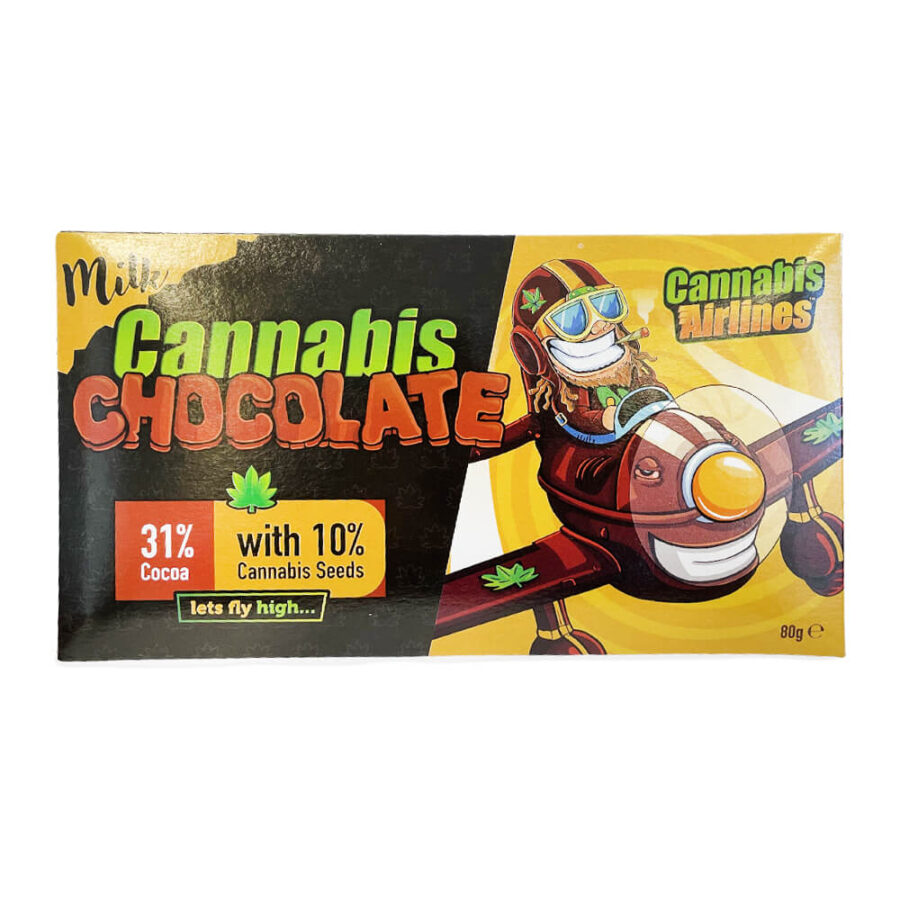 Cannabis Airlines Chocolat au Lait avec Graines de Cannabis (20x80g)