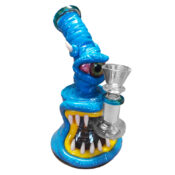 Monster Bong en Argile et Verre 16cm Bleu