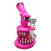 Monster Bong en Argile et Verre 16cm Rose