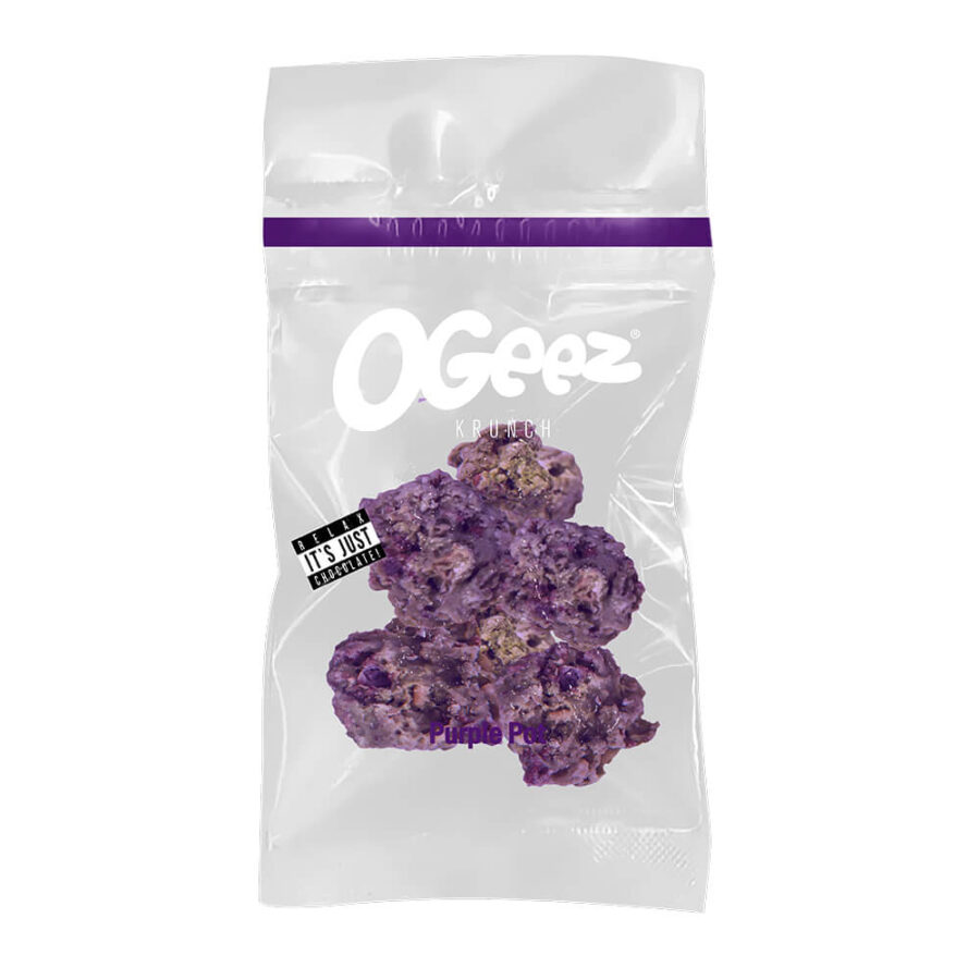 Ogeez Paquet de 1 Chocolat en Forme Cannabis Purple Pot (50g)