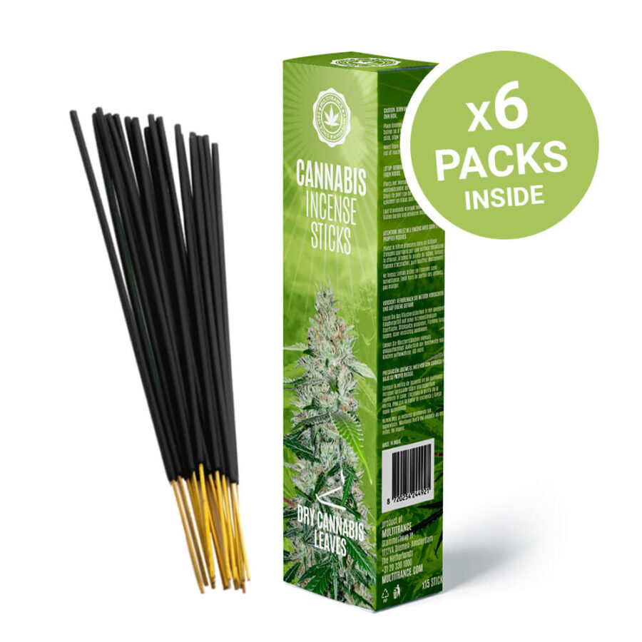 Bâtonnets d'encens au cannabis parfumés aux feuilles de cannabis séchées (6 packs/display)