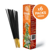 Bâtonnets d'encens au cannabis parfumés à la mangue avec feuilles de cannabis séchées (6 paquets/display)