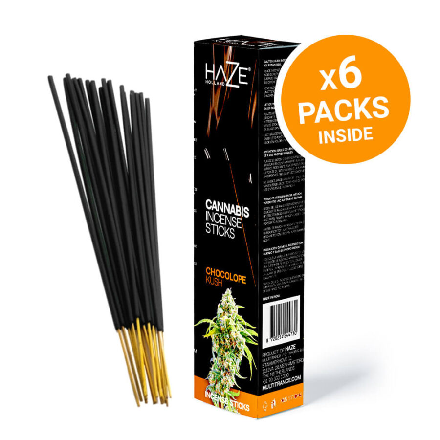 Haze - Bâtonnets d'encens au cannabis parfumés Chocolope Kush (6 paquets/présentoir)