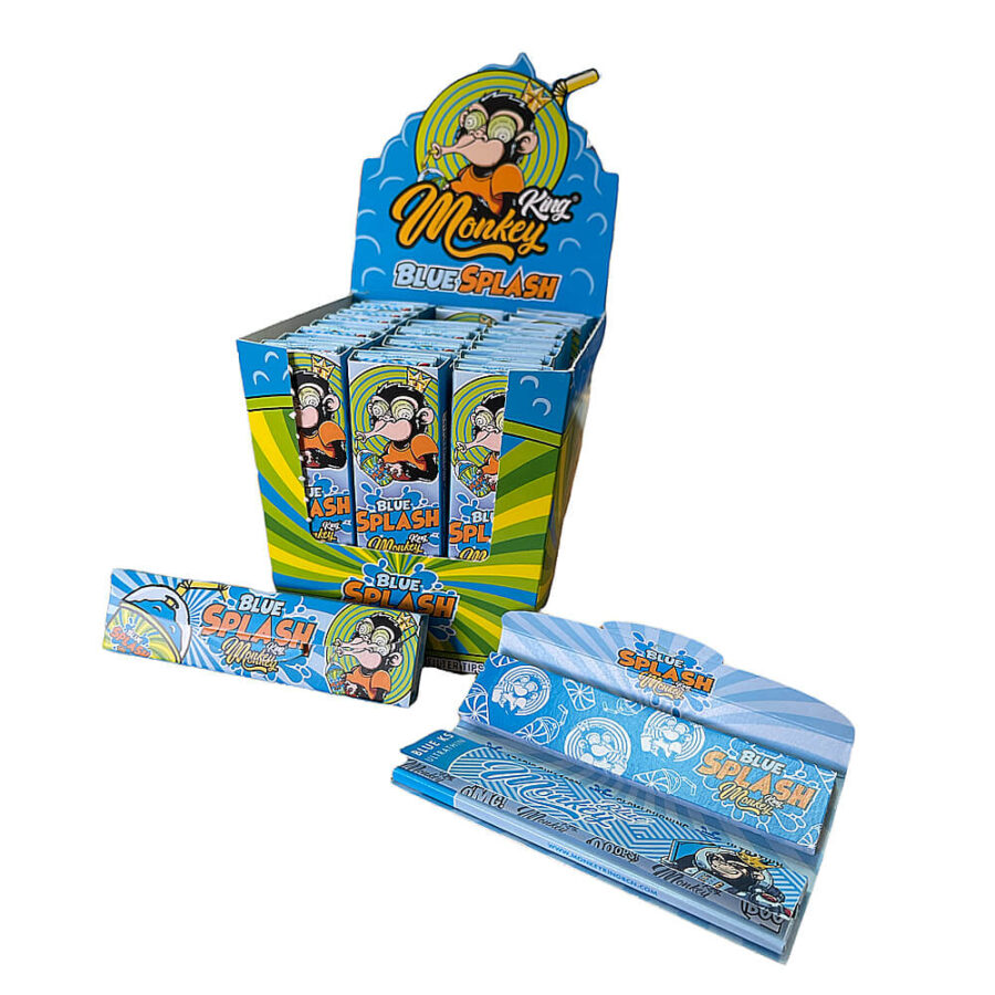 Monkey King Blue Splash Touch and Smell Papiers à rouler avec filtres (24pcs/présentoir)