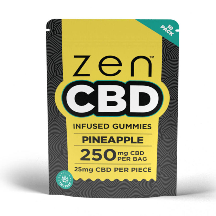 Zen CBD Pineapple bonbons 250mg par sac (10pcs/présentoir)