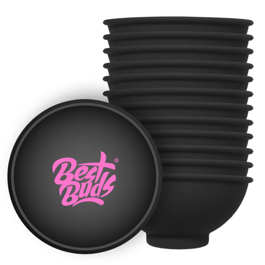 Best Buds Bol à mélanger en Silicone 7cm Noir avec Rose Logo (12pcs/sac)