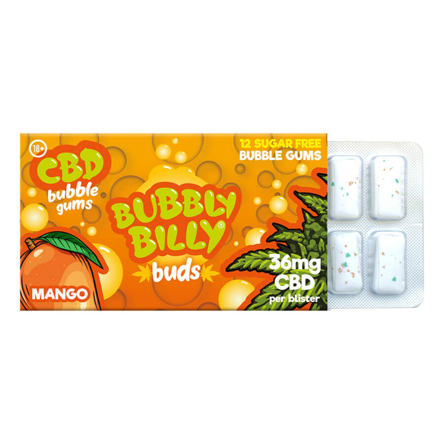Bubbly Billy Cannabis Chewing Gums 36mg CBD Mango (24pcs/présentoir)