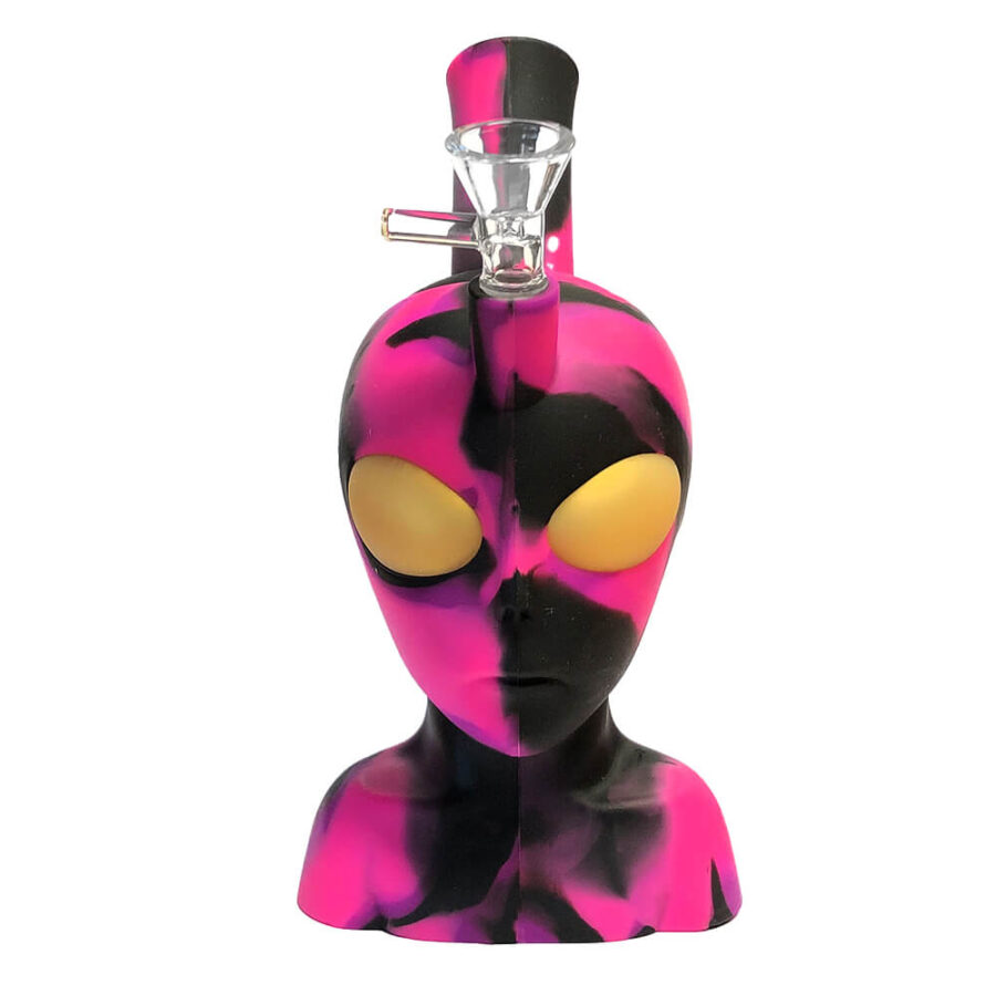 Bong en silicone tête d'Alien Rose 20cm