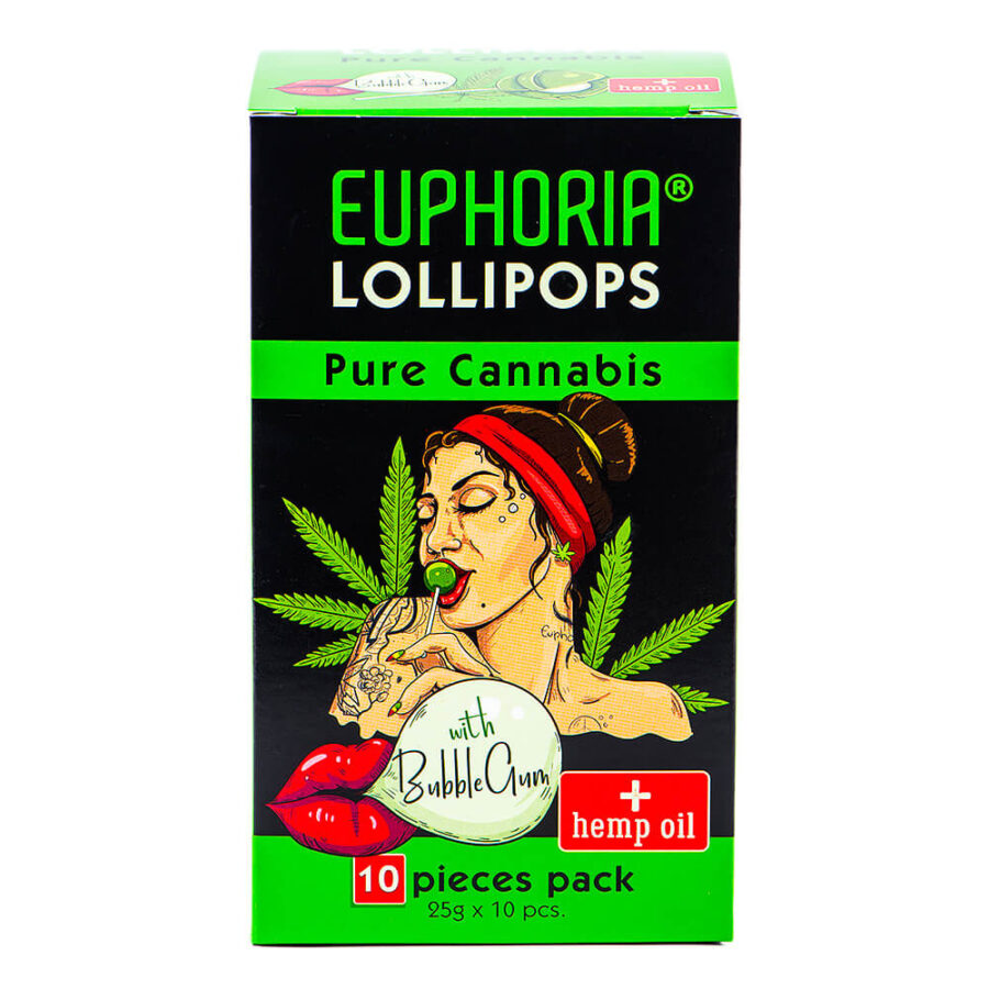 Euphoria Cannabis Sucettes Cannabis Pur (12packs/masterbox)