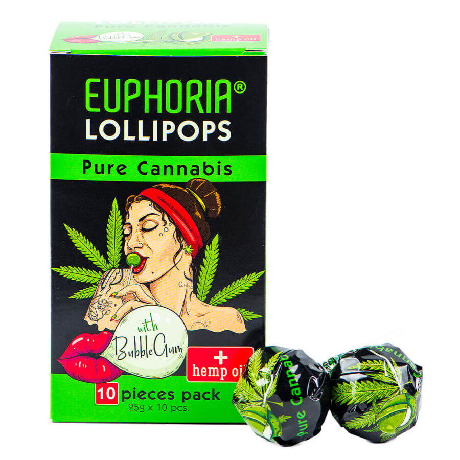 Euphoria Cannabis Sucettes Cannabis Pur (12packs/masterbox)