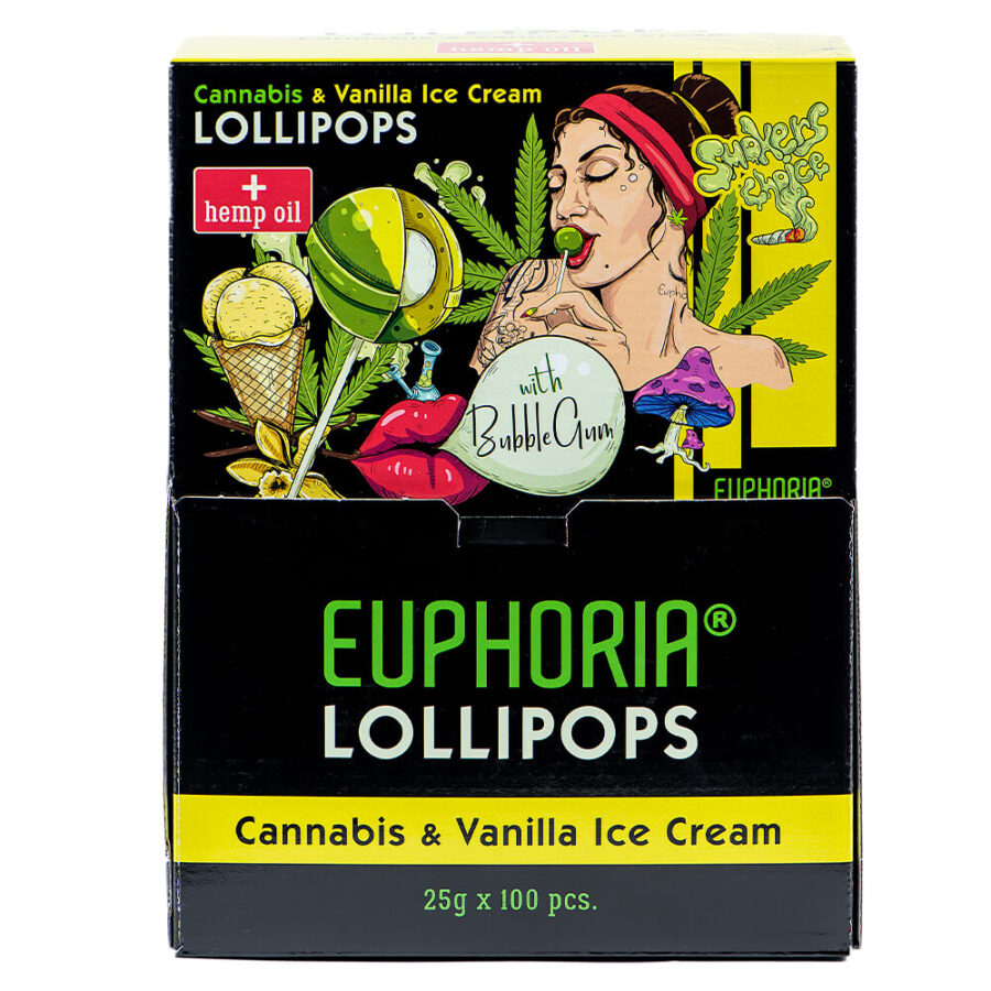 Euphoria Cannabis Sucettes Crème Glacée Vanille (25gx100pcs)