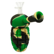 Bong en Silicone Grenade Camouflage Vert avec Pièces Amovibles 16cm