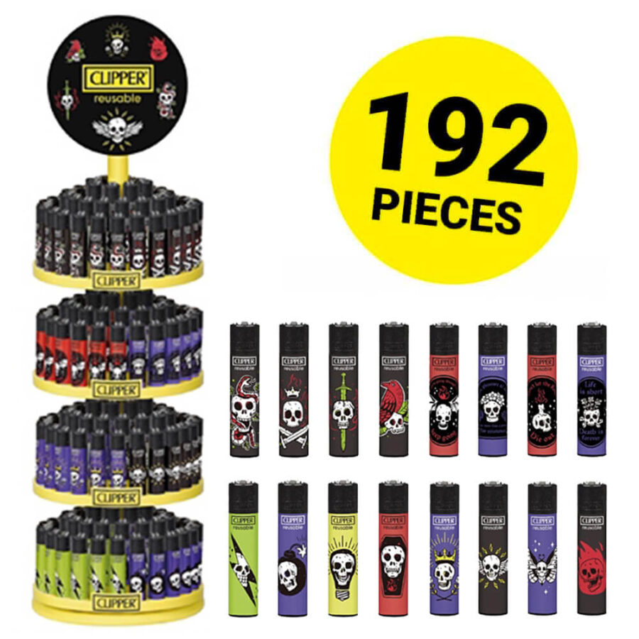 Clipper Briquets Tattoo Skulls + Carrousel Gratuit (192pcs/présentoir)