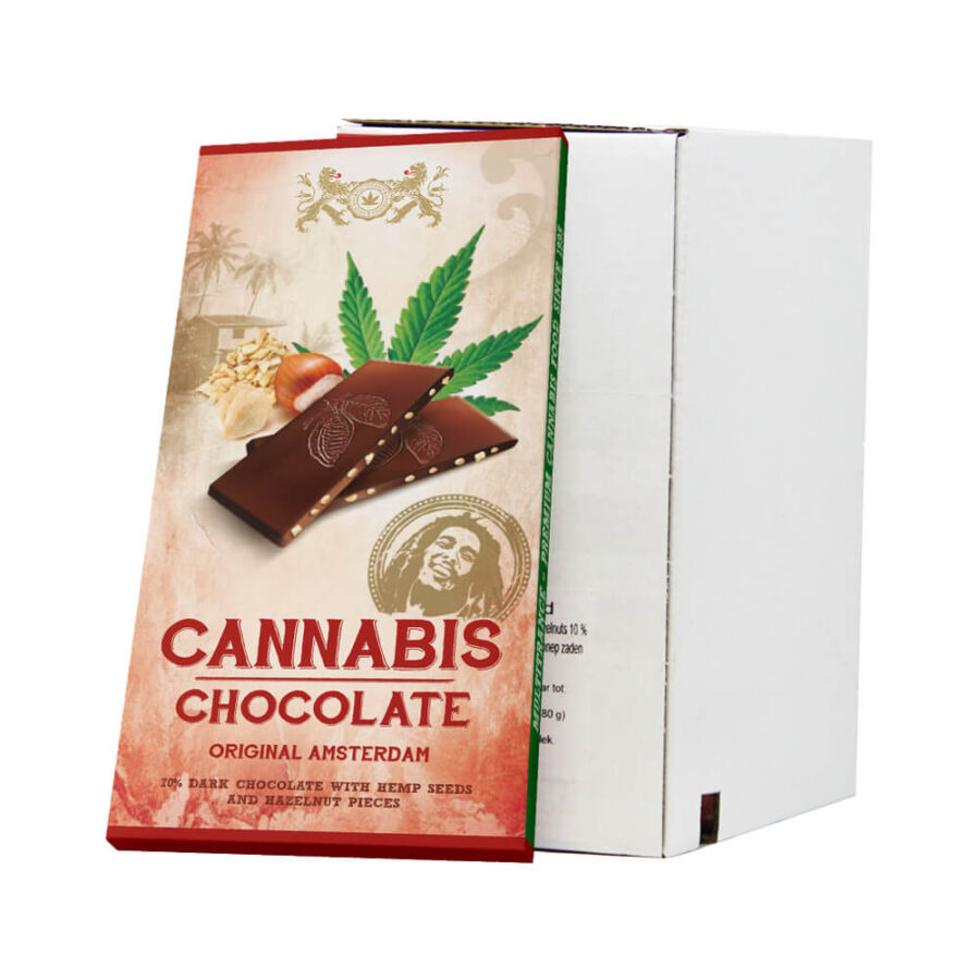 Cannabis graines de chanvre au chocolat noir 70% et chocolat noisette (15pcs/présentoir)