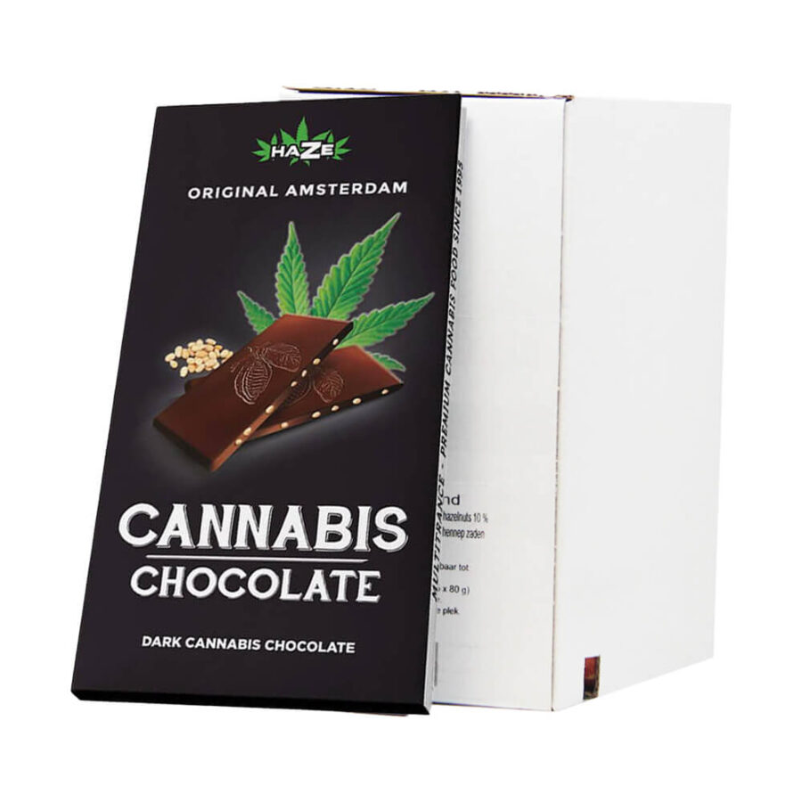 Chocolat Noir Cannabis avec graines de chanvre (15pcs/présentoir)