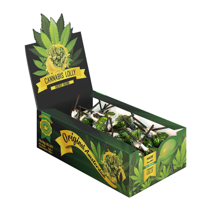 Cannabis boite sucettes Energy Skunk (70pcs/présentoir)