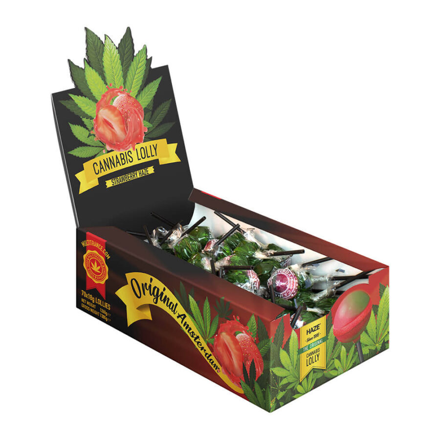 Cannabis boite sucettes Strawberry (70pcs/présentoir)