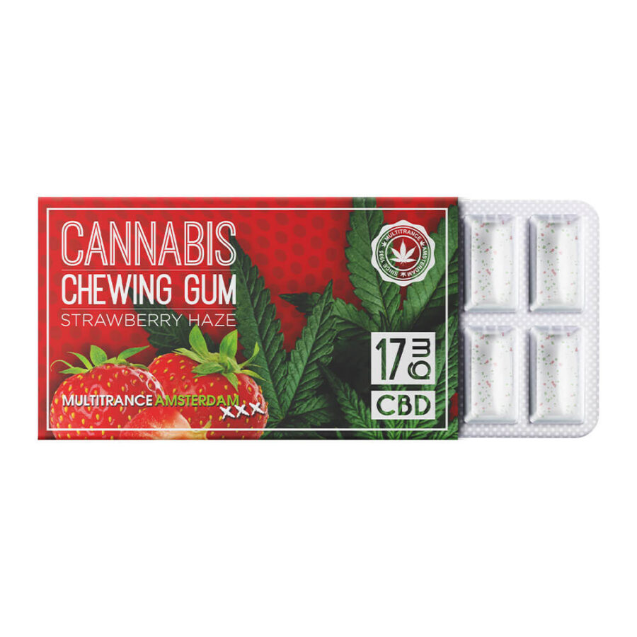 Strawberry Haze 17mg CBD Cannabis Chewing Gums (24pcs/présentoir)