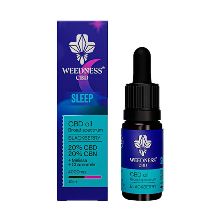 Weedness CBD Huile CBD pour le Sommeil Arôme de Mûre 1000mg CBD + 1000mg CBN (10ml)