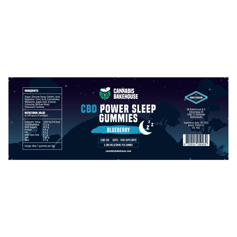 Cannabis Bakehouse Power Sleep 15mg Gominolas de CBD + Melatonina (60 Gominolas)