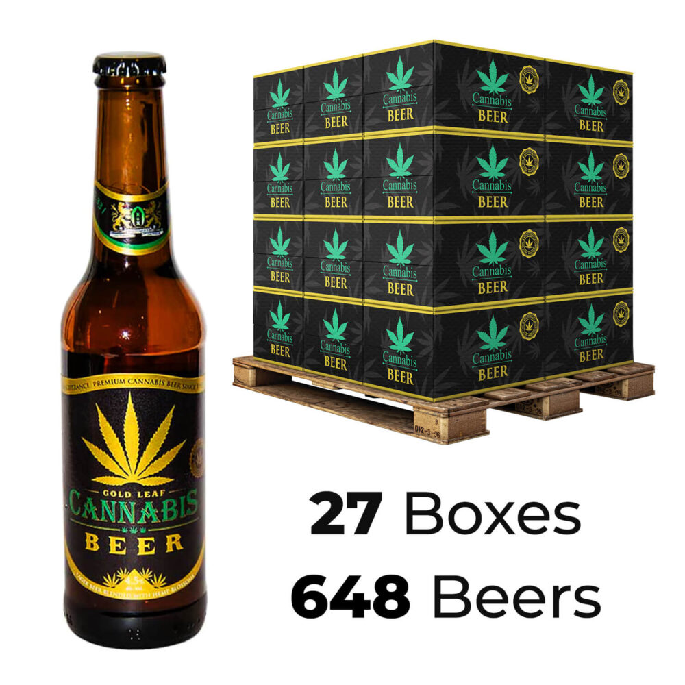 Cerveza con Sabor a Cannabis 4,5% Gold Leaf 330ml (27Cajas/648 cervezas)