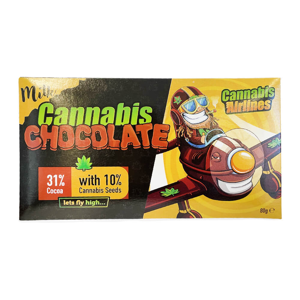 Cannabis Airlines Chocolate con leche y semillas de cannabis (20x80g) - Exp 03/24