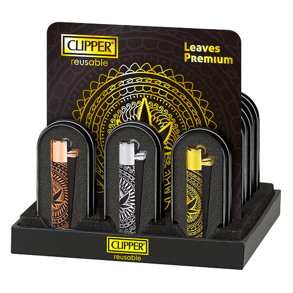Clipper Premium Mecheros de Metal con Giftbox Leaves (12uds/display)