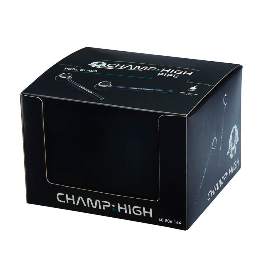 Champ High Pool Cristal Glaspfeife schwarz (24Stk/Display)