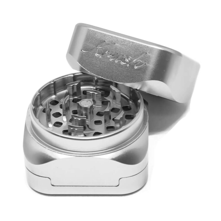 Krush Kube 3.0 Stahlgrau Aluminium Grinder 3 Teile - 55mm