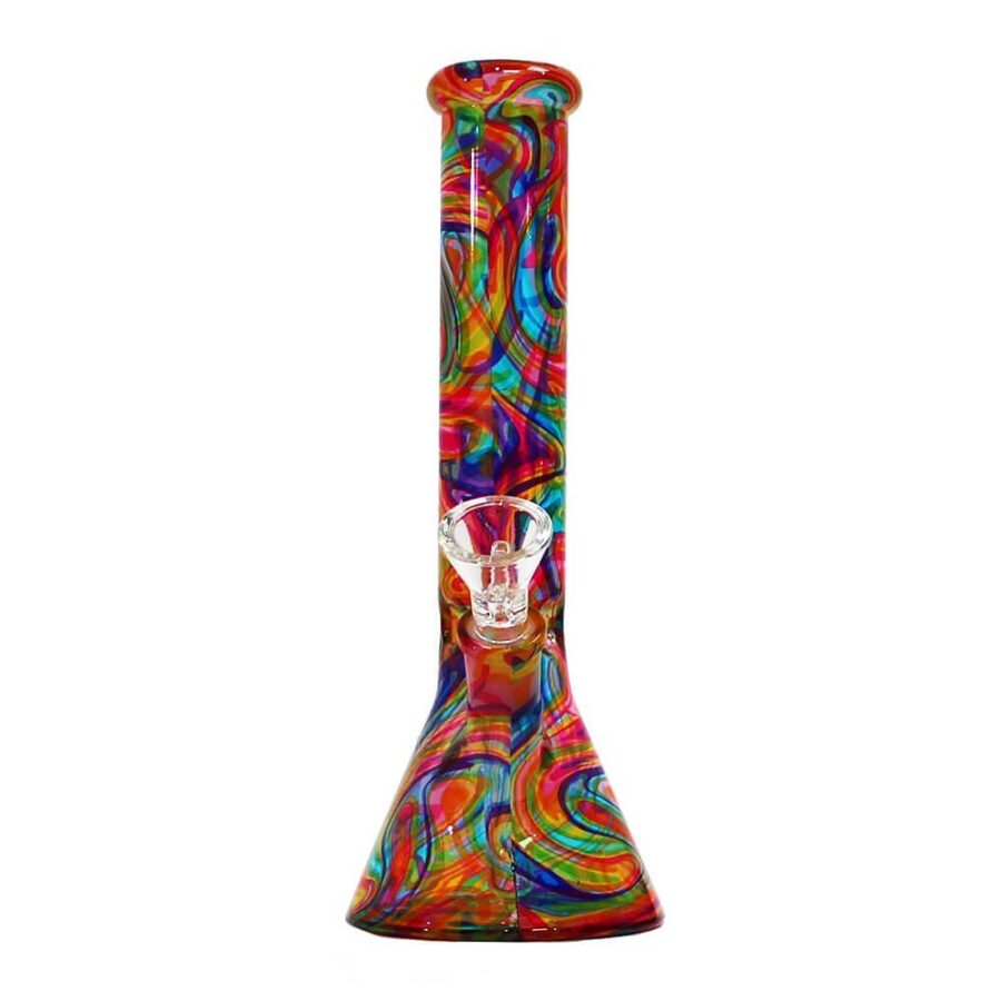 Abstrakte Farben Glas Bong 26cm