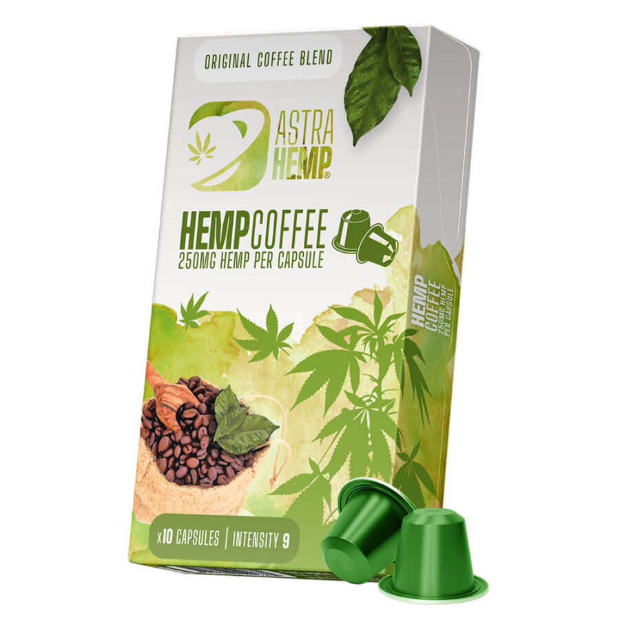 Astra Hemp Kaffeekapseln kompatibel zu Nespresso mit 250mg Hanf (10er-Pack/Display)