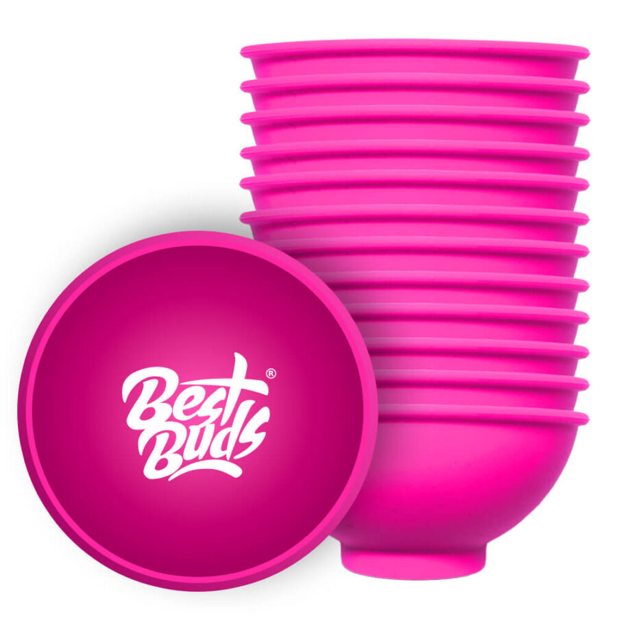 Best Buds Silikon-Rührschüssel 7cm Rosa mit weißem Logo (12 Stück/Beutel)