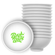Best Buds Silikon-Rührschüssel 7cm Weiß mit grünem Logo (12 Stück/Beutel)