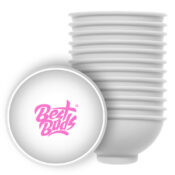 Best Buds Silikon-Rührschüssel 7cm Weiß mit rosa Logo (12 Stück/Beutel)