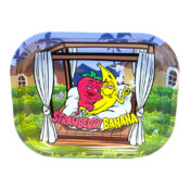 Best Buds Thin Box Rolling Tray with Storage Strawberry Banana