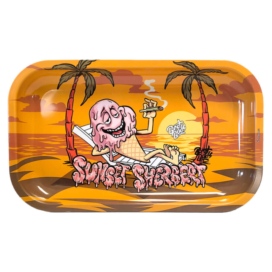 Best Buds Sunset Sherbet Metall Rolling Tray Long 16x27 cm