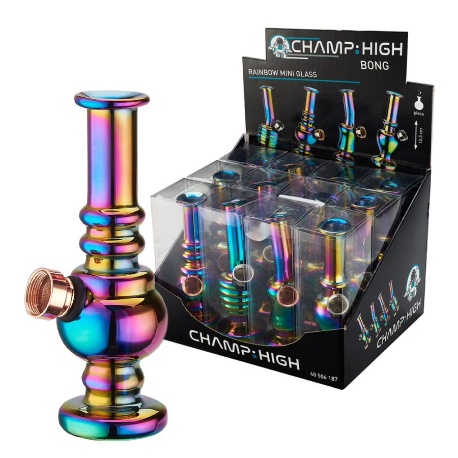 Champ High Mini Crystal Rainbow Bong 12,5 cm (12 Stück/Display)