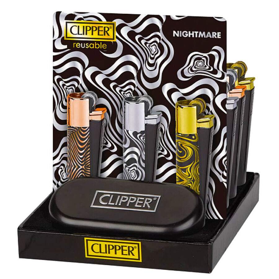 Clipper Psychodelic Nightmare Pattern Metallfeuerzeuge + Geschenkbox (12 Stück/Display)