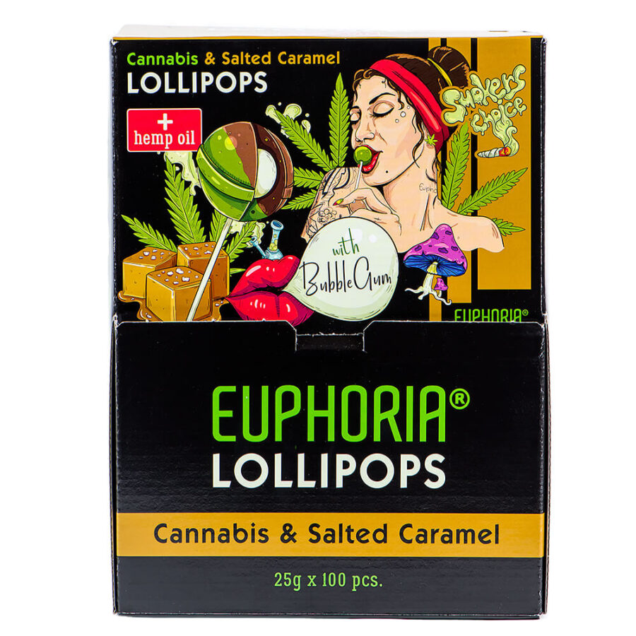 Euphoria Cannabis Lollipop gesalzenes Karamell (25gx100Stk)