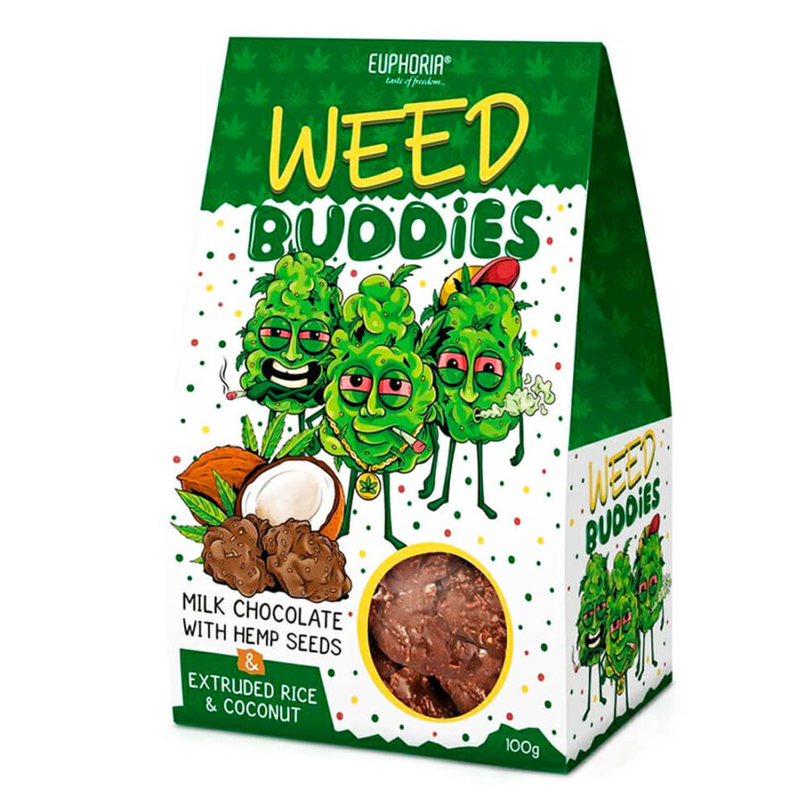 Euphoria Weed Buddies Milk Schokolade Cookies 100g (18Stk/display)