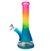 Blaue Cristal Bong mit Regenbogen-Farbverlauf 25 cm