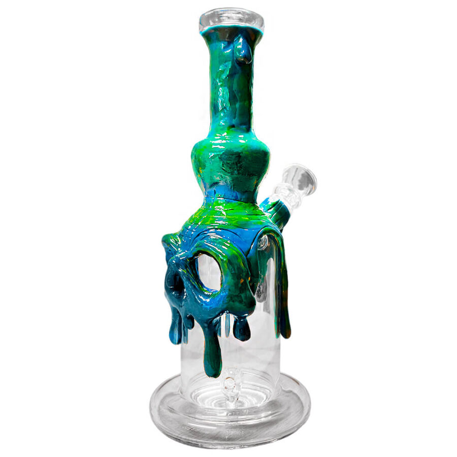 Handgemachte Bong aus Cristal-Ton blau 22cm