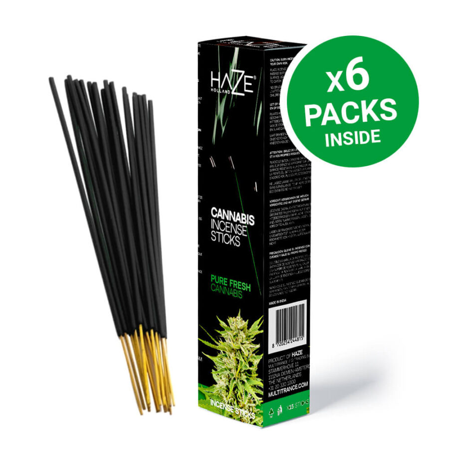 HaZe Cannabis Räucherstäbchen - Pure Fresh Cannabis Leaves Scented (6packs/display)