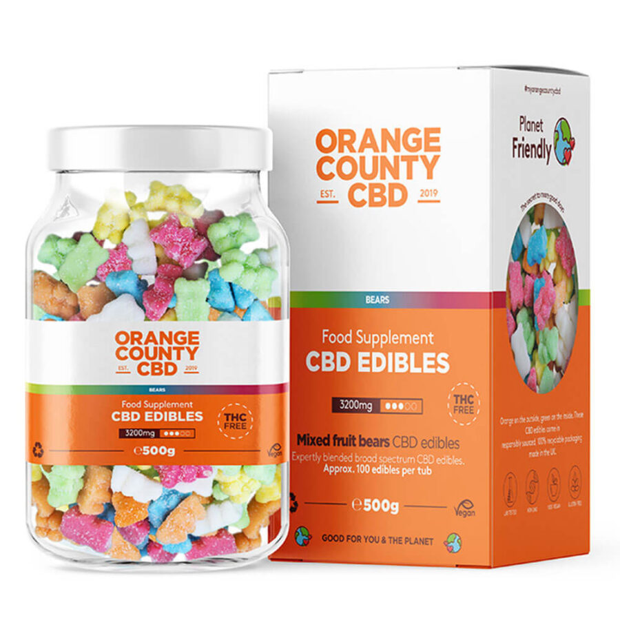 Orange County CBD Große Flasche Gummis Bären 3200mg CBD 500g