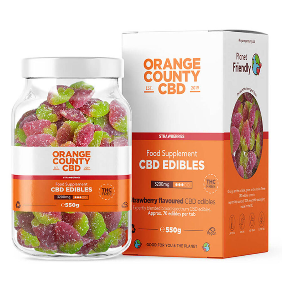 Orange County CBD Große Flasche Gummis Erdbeeren 3200mg CBD 550g